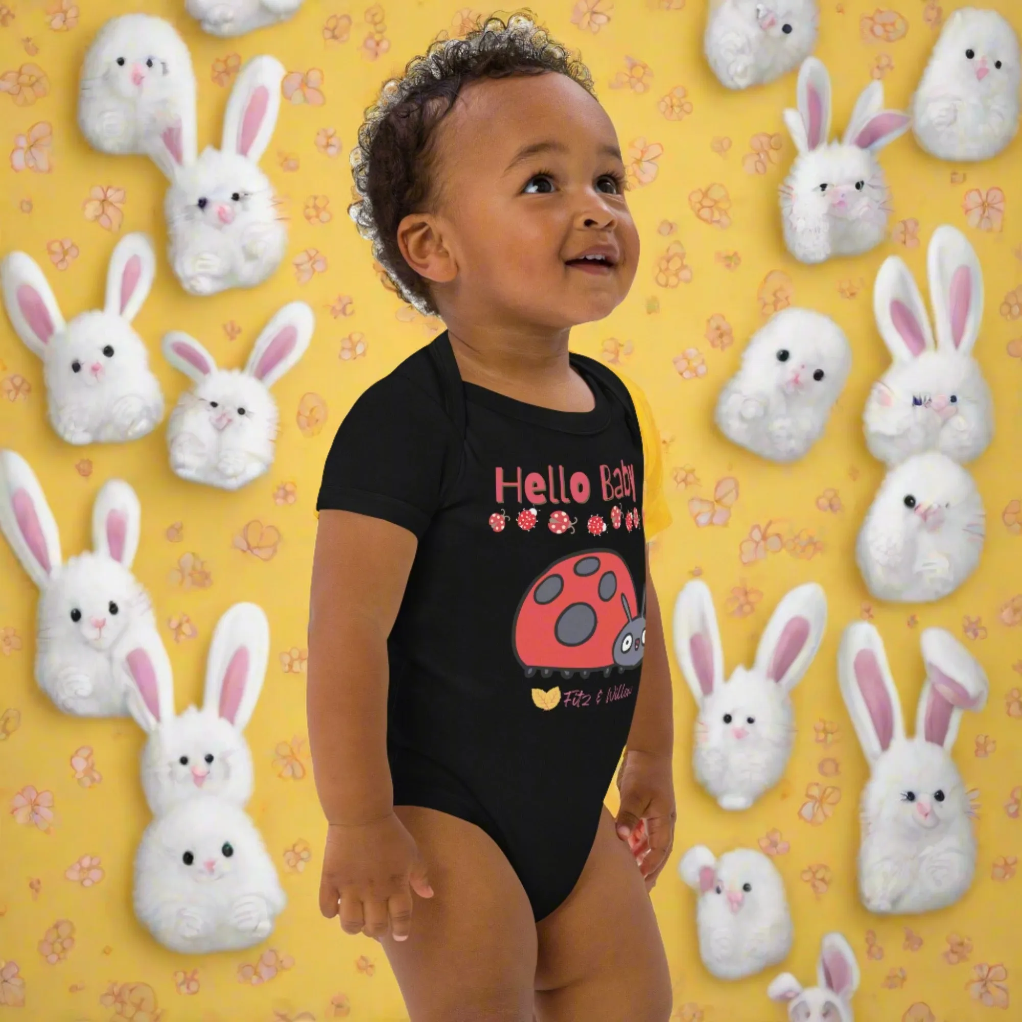 Organic cotton newborn bodysuit, Hello Baby