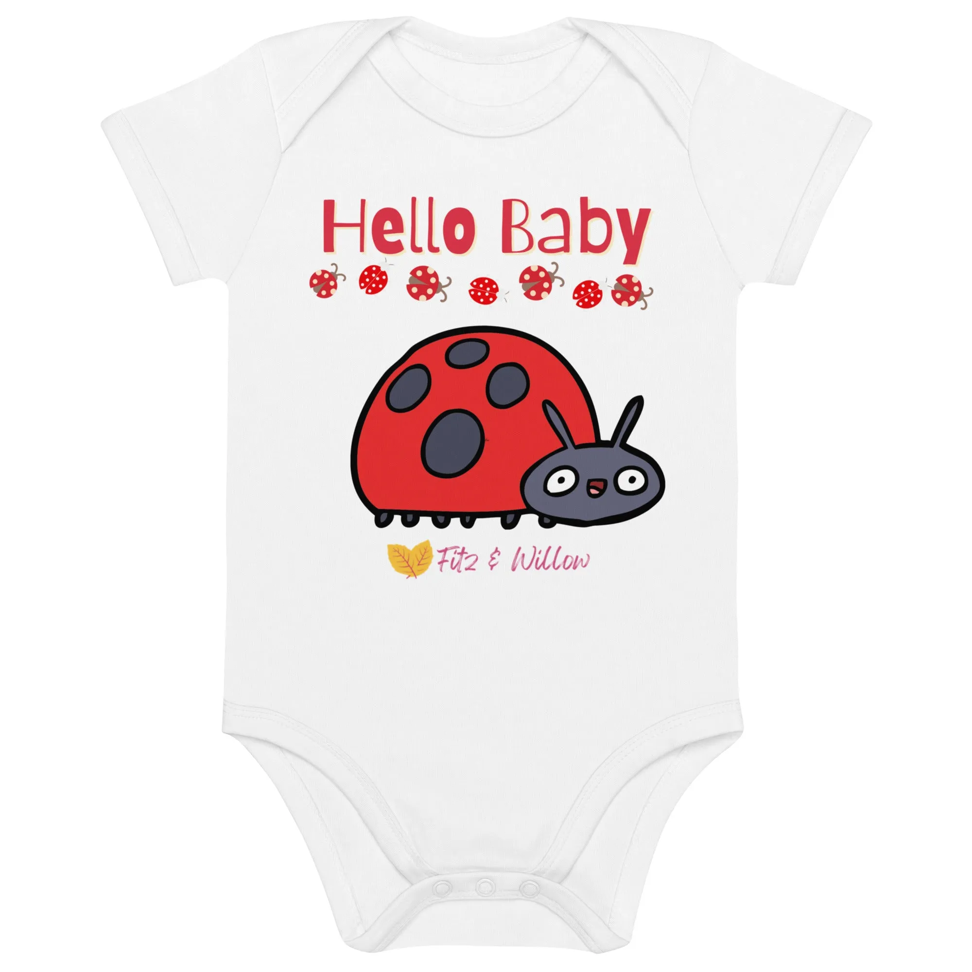Organic cotton newborn bodysuit, Hello Baby