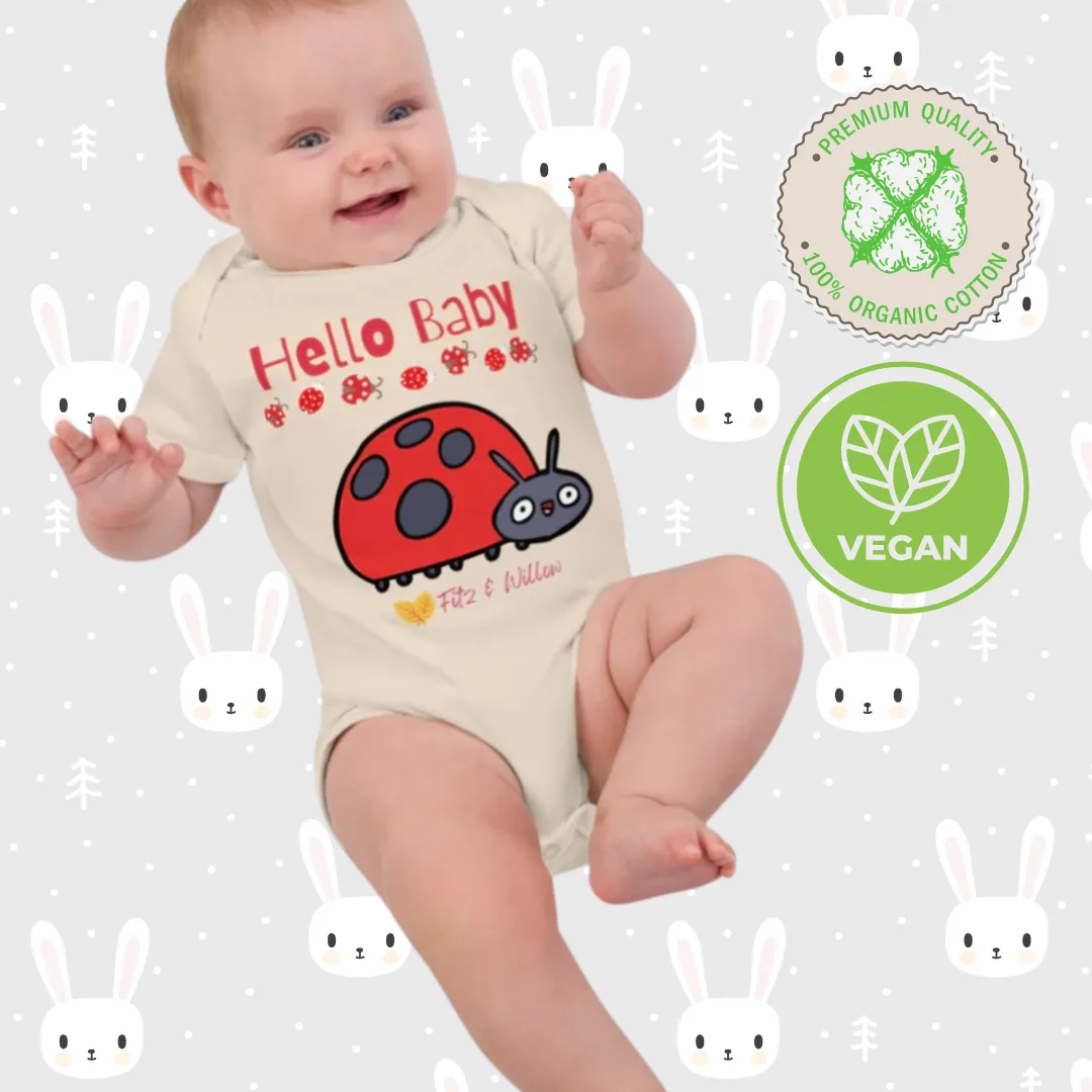 Organic cotton newborn bodysuit, Hello Baby