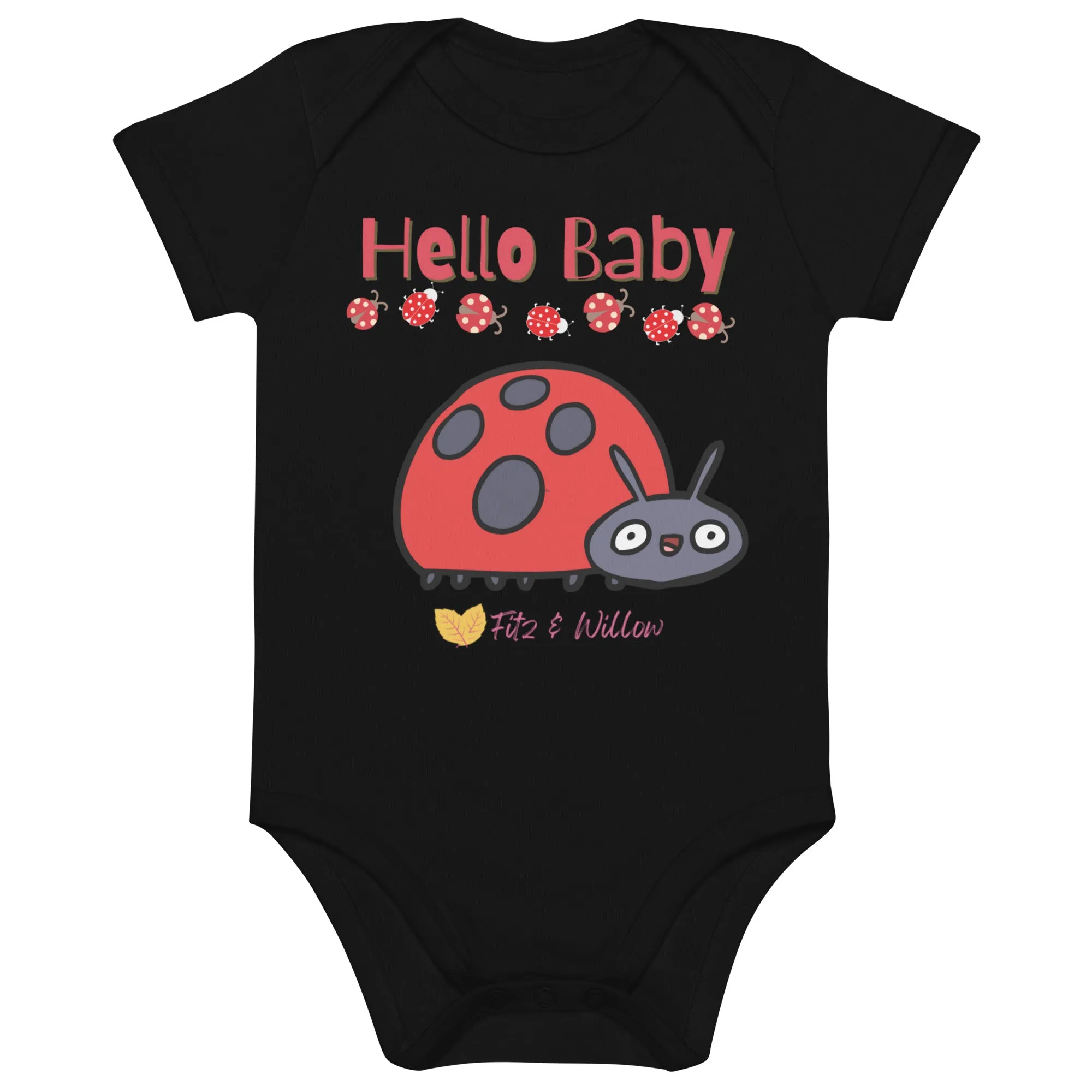 Organic cotton newborn bodysuit, Hello Baby