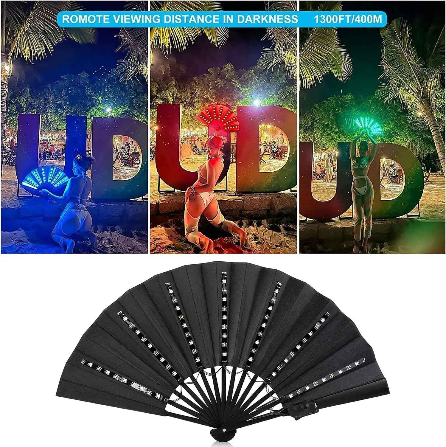 Party Led Hand Fan, Cool Multifunction Props Fan, Boots On The Ground Fans, Light Up Fans for Line Clacking Dancing for Women Foldable (Pink)