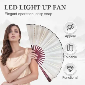 Party Led Hand Fan, Cool Multifunction Props Fan, Boots On The Ground Fans, Light Up Fans for Line Clacking Dancing for Women Foldable (Pink)