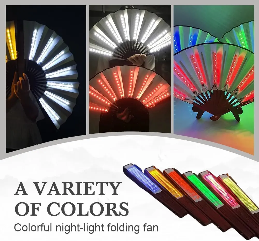 Party Led Hand Fan, Cool Multifunction Props Fan, Boots On The Ground Fans, Light Up Fans for Line Clacking Dancing for Women Foldable (Pink)
