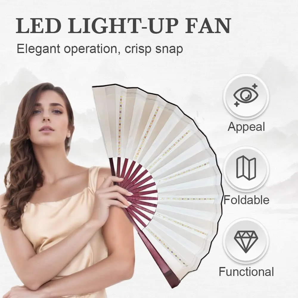 Party Led Hand Fan, Cool Multifunction Props Fan, Boots On The Ground Fans, Light Up Fans for Line Clacking Dancing for Women Foldable (Pink)