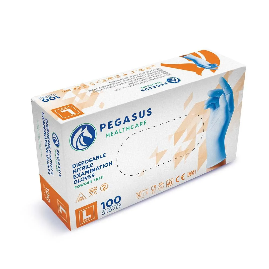Pegasus Healthcare Nitrile Disposable Gloves Pack of 100