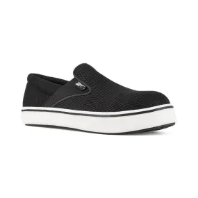 Reebok Slip On Women's Composite Toe Comfortie Work Shoe Rb725 In Black White