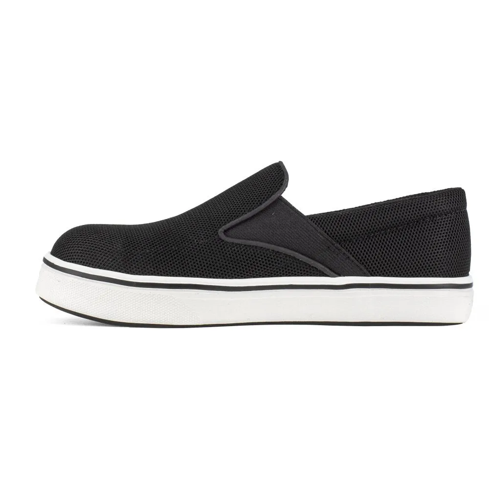 Reebok Slip On Women's Composite Toe Comfortie Work Shoe Rb725 In Black White