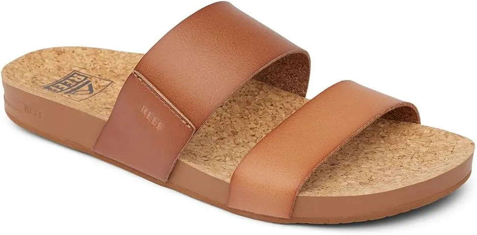 Reef Women's Cushion Vista Fashion Slide Sandal, Vegan Leather Strap, Soft Footbed