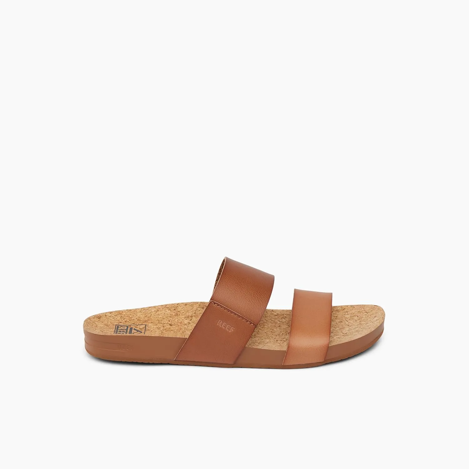 Reef Women's Cushion Vista Fashion Slide Sandal, Vegan Leather Strap, Soft Footbed