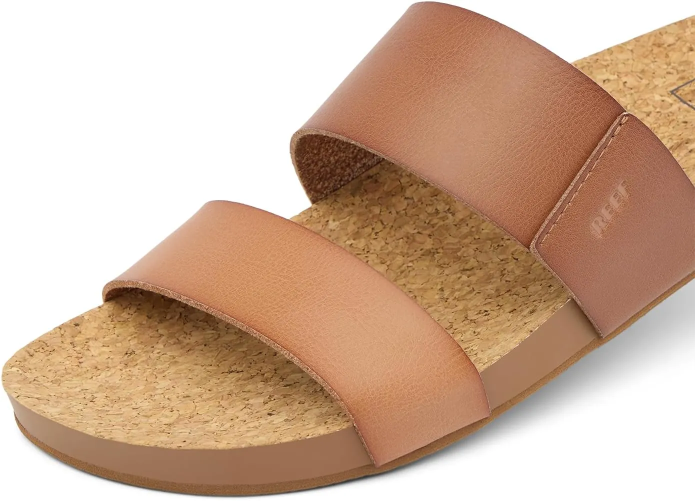 Reef Women's Cushion Vista Fashion Slide Sandal, Vegan Leather Strap, Soft Footbed