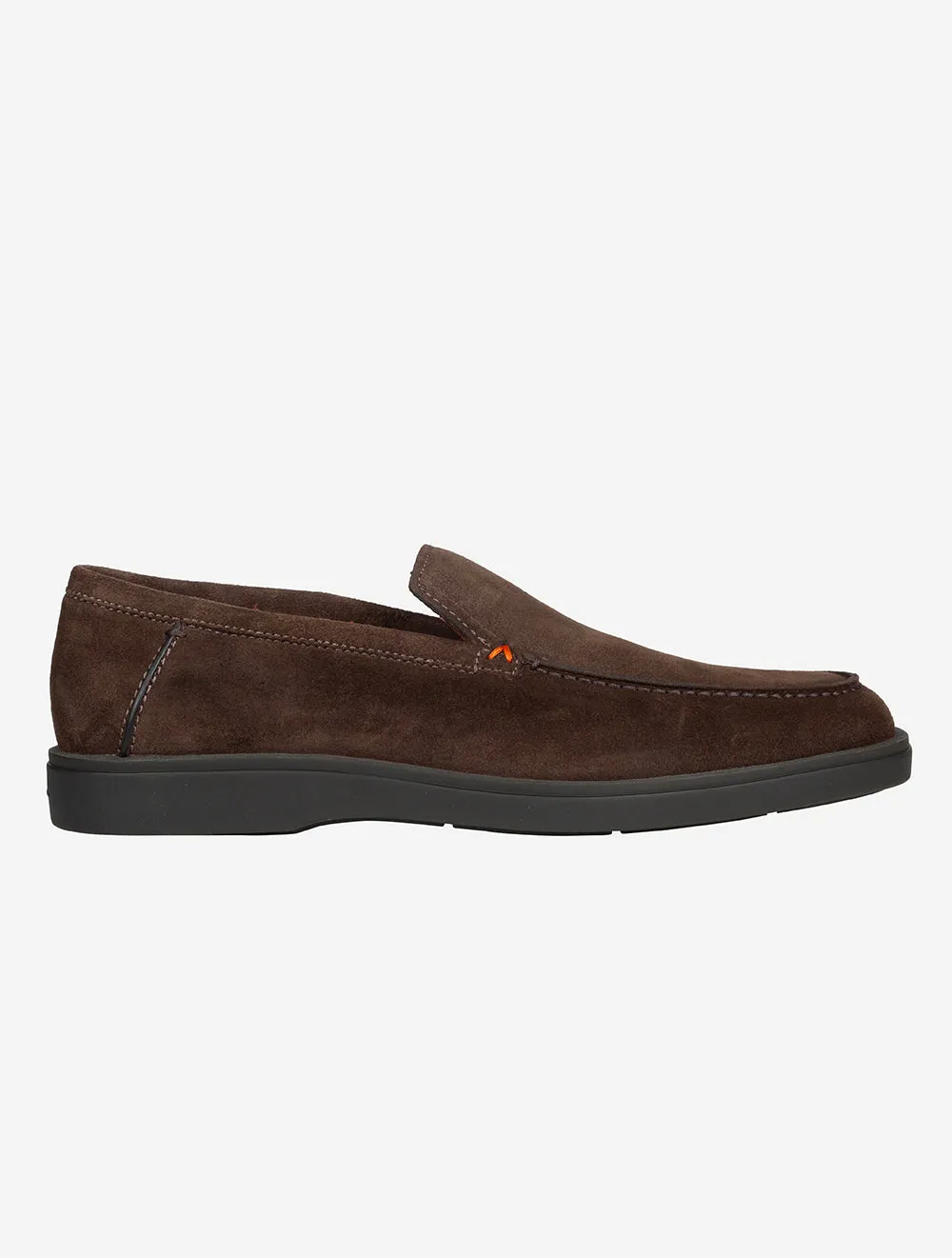 SANTONI Slip On Tumbled Shoe Dark Brown