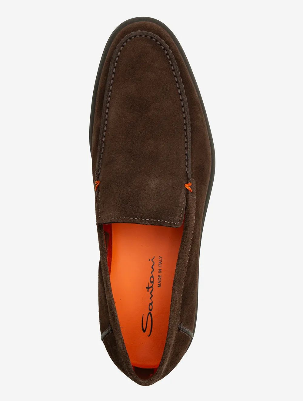SANTONI Slip On Tumbled Shoe Dark Brown