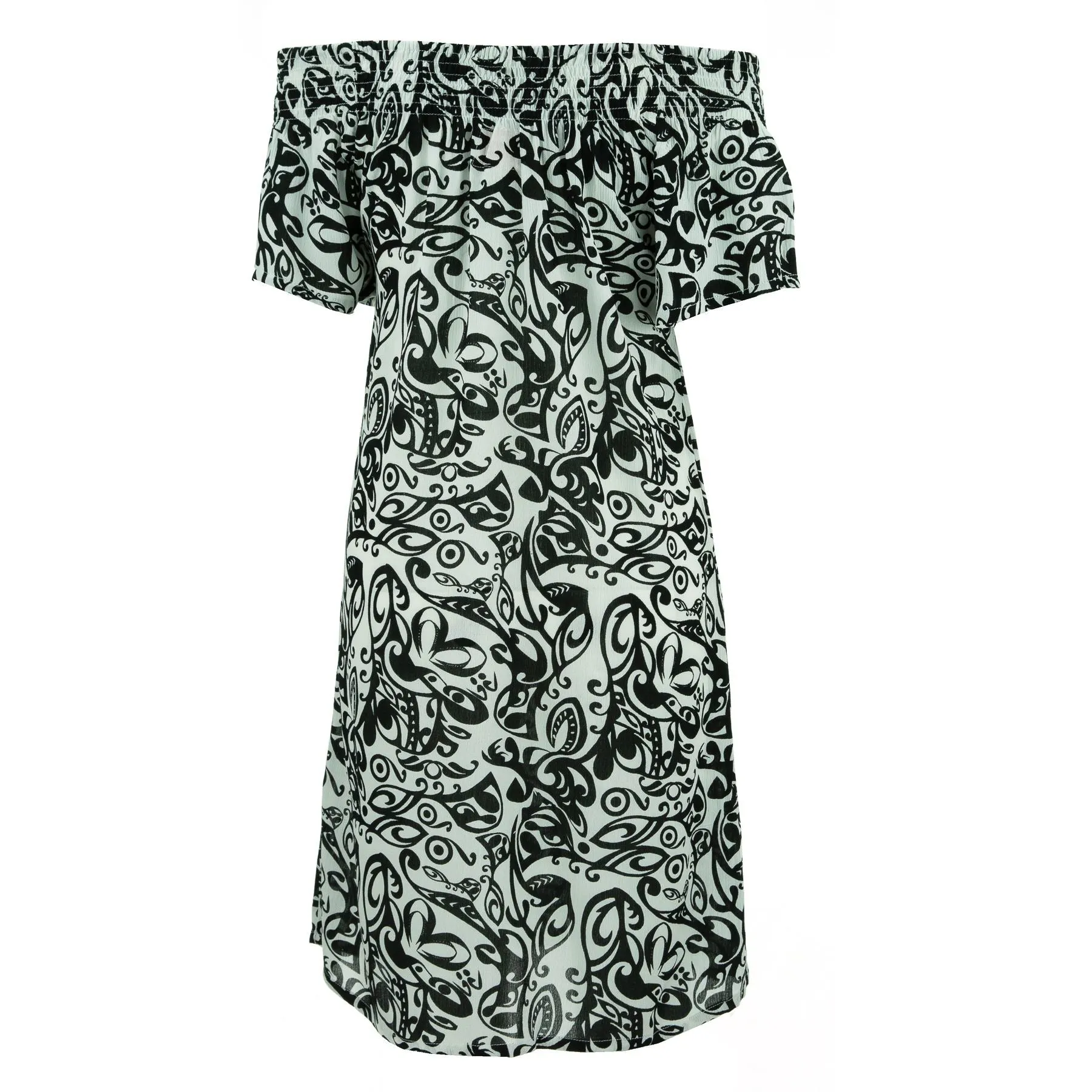 Shirred Comfy Dress - Mono Vines