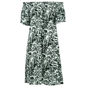 Shirred Comfy Dress - Mono Vines