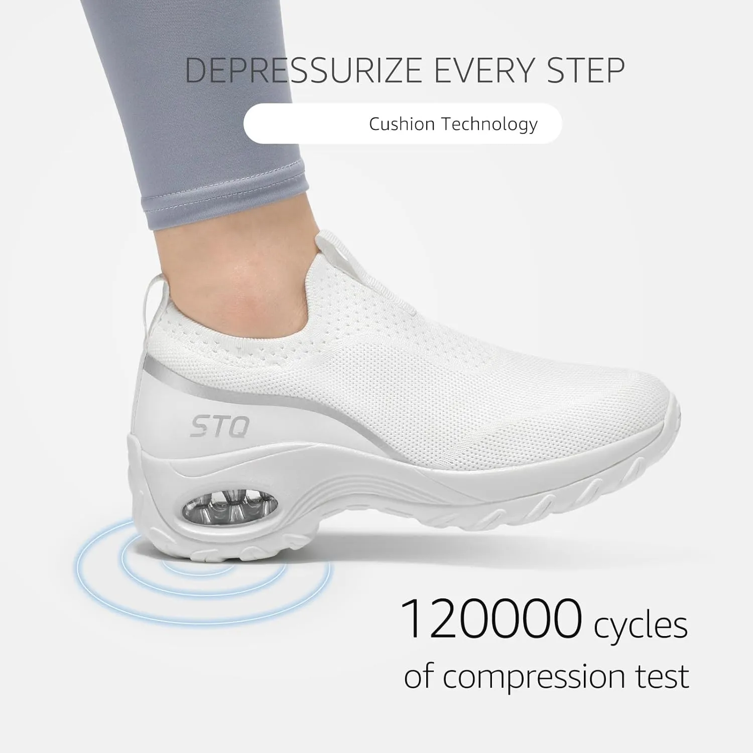 STQ Slip on Walking Shoes for Women Arch Support Mesh Comfy Work Shoes
