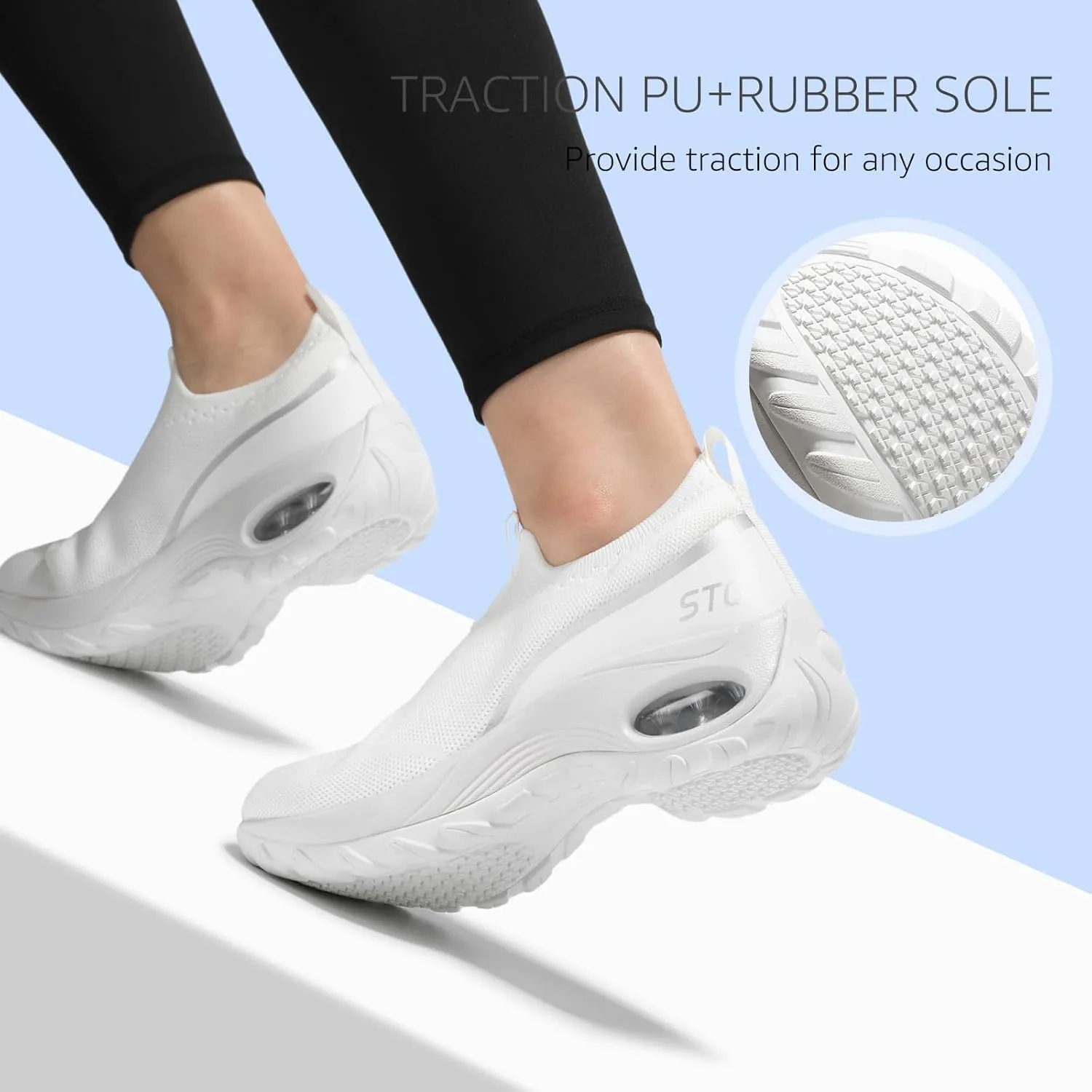 STQ Slip on Walking Shoes for Women Arch Support Mesh Comfy Work Shoes