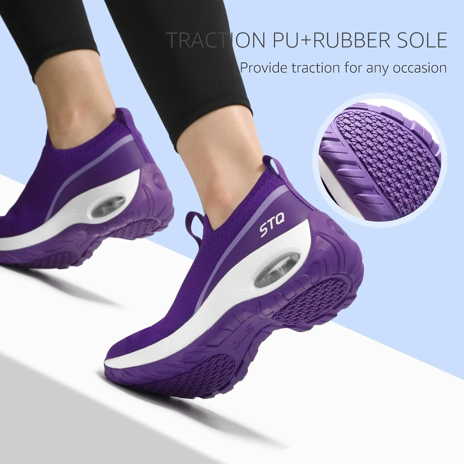 STQ Slip on Walking Shoes for Women Arch Support Mesh Comfy Work Shoes