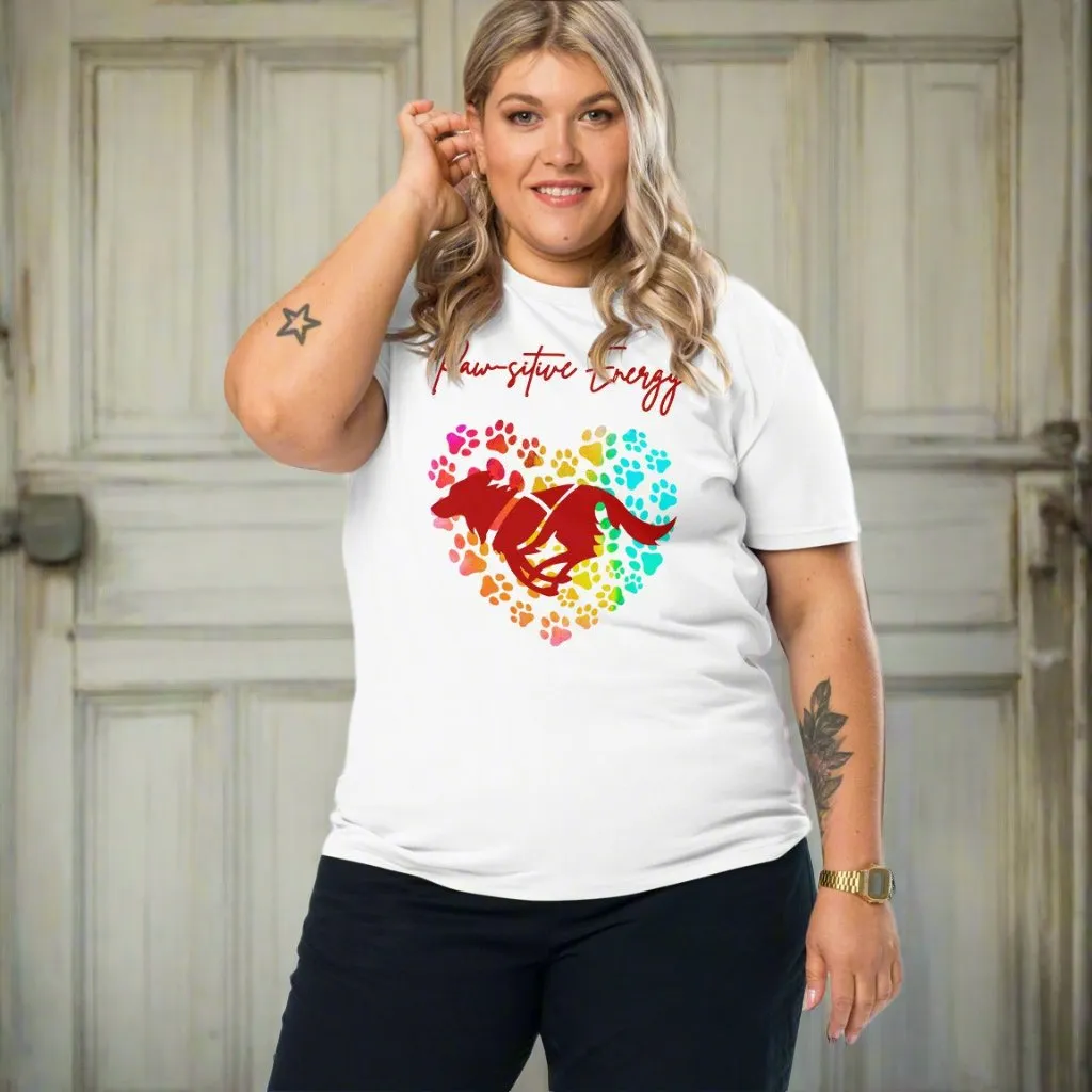 Vegan 100% Organic Cotton 'Paw-sitive Energy' Dog Lover T-Shirt - Eco-Friendly Motivational Pet Apparel