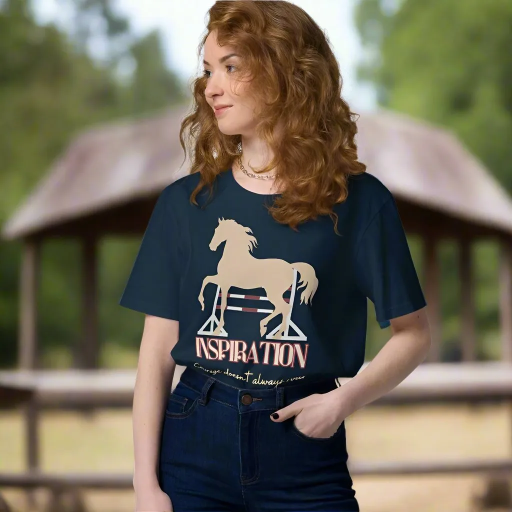 Vegan Organic Cotton Horse Print Tee with 'Inspiration' Quote