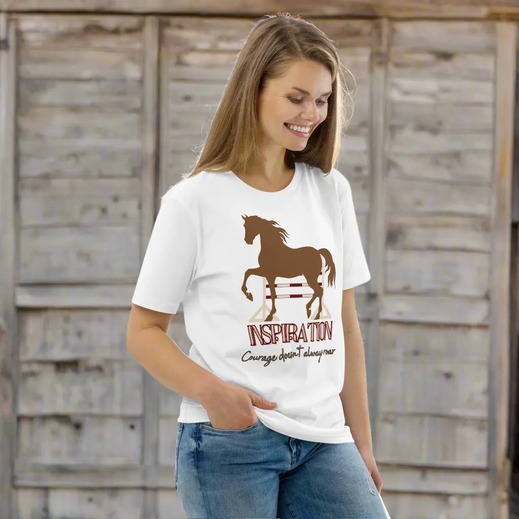 Vegan Organic Cotton Horse Print Tee with 'Inspiration' Quote