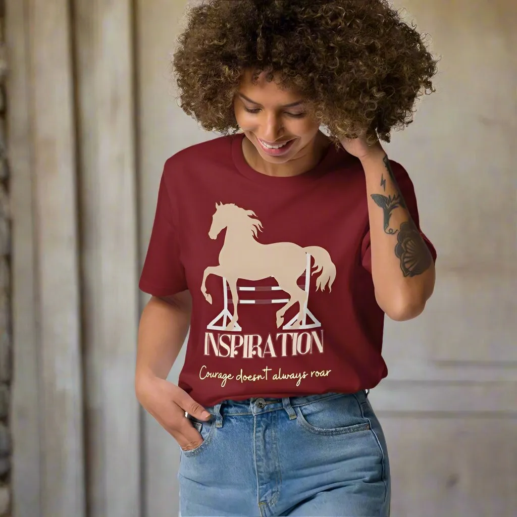 Vegan Organic Cotton Horse Print Tee with 'Inspiration' Quote