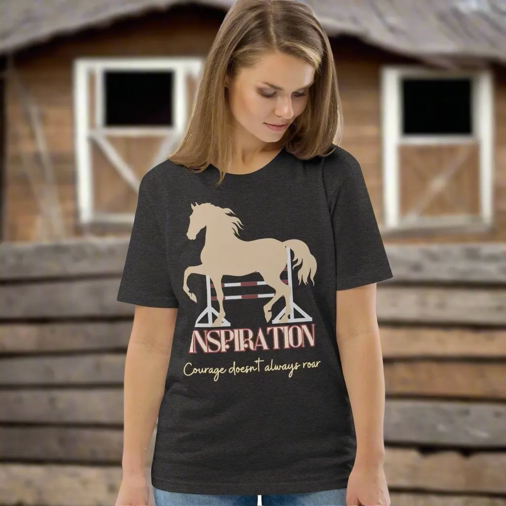 Vegan Organic Cotton Horse Print Tee with 'Inspiration' Quote