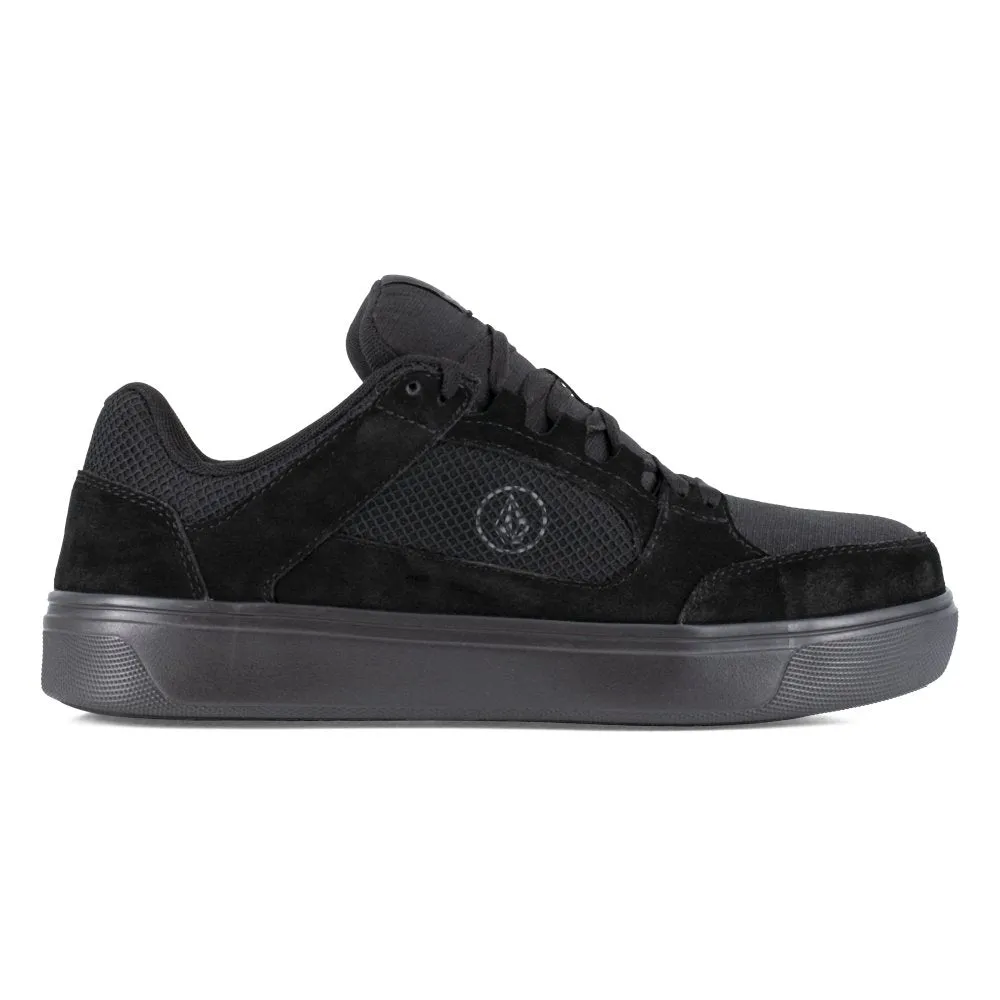 Volcom Men's Skate Inspired Composite Toe Work Shoe Evolve Vm30232 In Triple Black