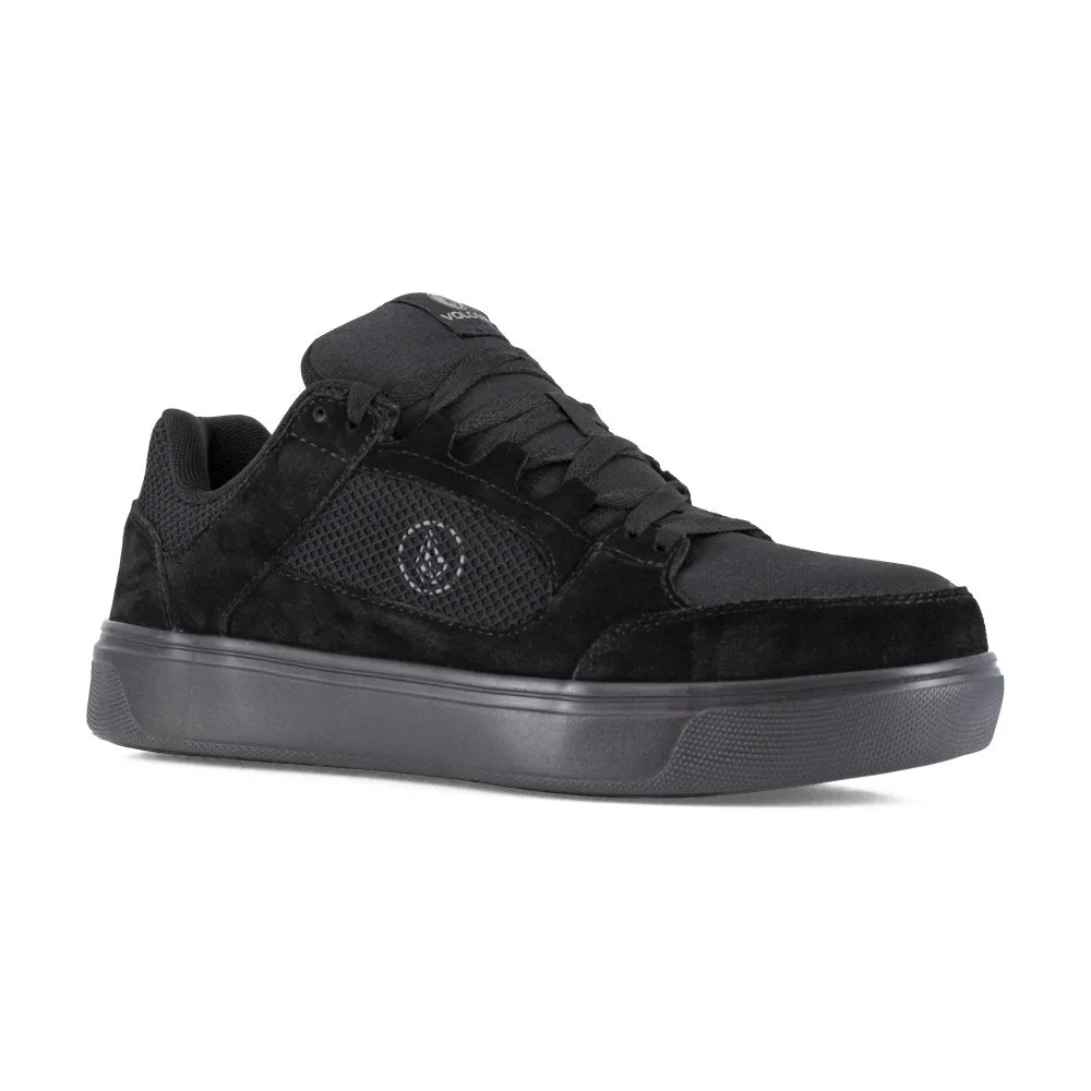 Volcom Men's Skate Inspired Composite Toe Work Shoe Evolve Vm30232 In Triple Black