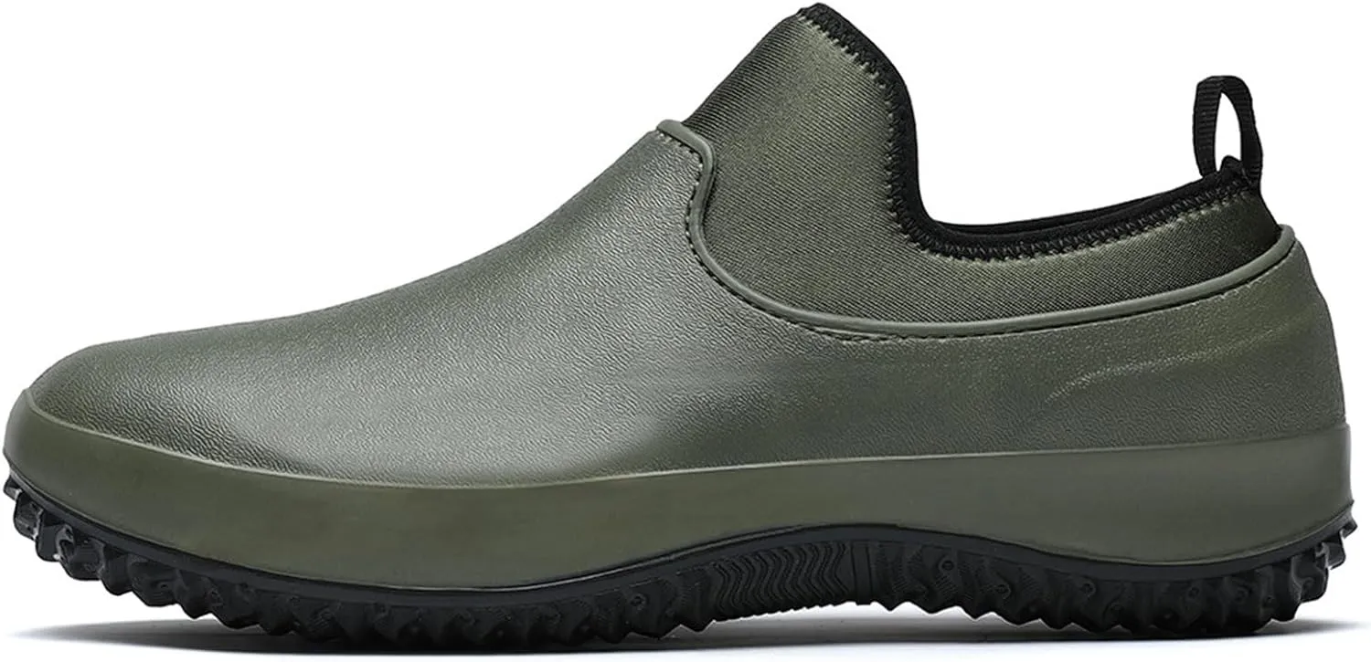 Wygwlg Men Work Chef Shoes Large Size Non-Slip Casual Loafers Waterproof and Oilproof Flat Shoes Restaurant Shoes Outdoor Rain Boots