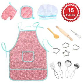 YIWA 15pcs Children Pretend Play Kitchen Cookware Set Chef Set